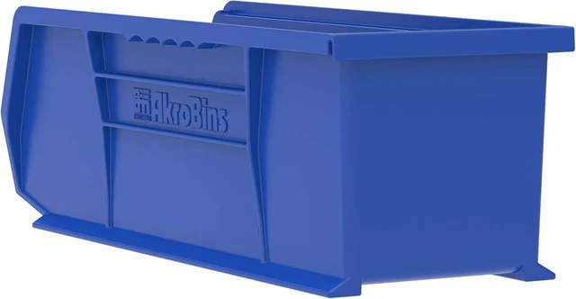 Alt view image 7 of 7 - 12 Pack AkroBins Plastic Storage Bins, Space-Saving Stackable Organizers for Garage, Classroom and Warehouse Organization, Blue