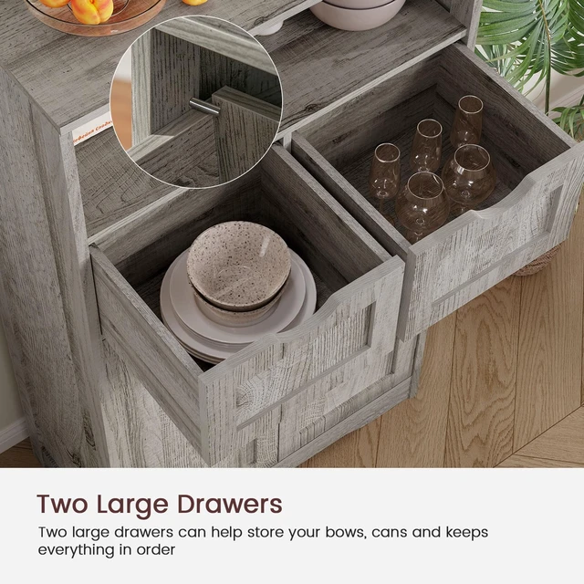 Alt view image 5 of 7 - Bathroom Storage Cabinet with 2 Drawers, Small Kitchen Pantry Cabinet