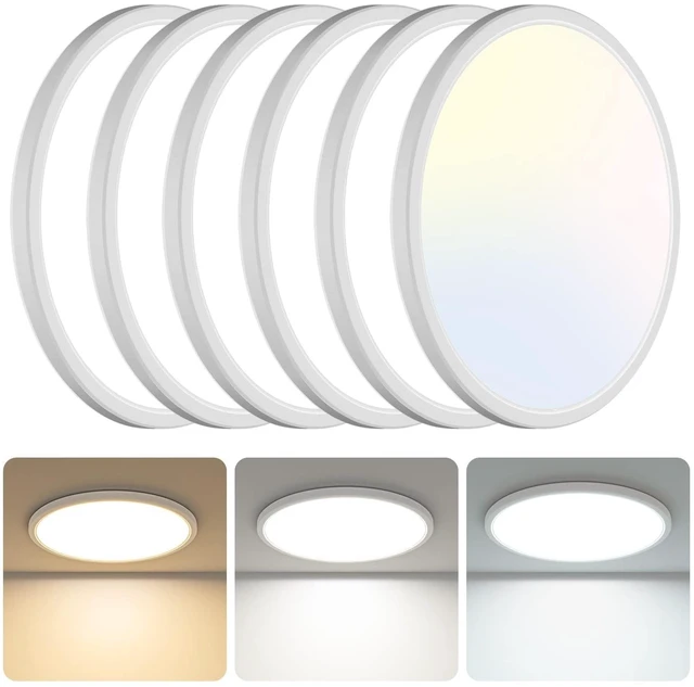 Main image of 6 Pack 13 Inch LED Flush Mount Ceiling Light, 3200LM 28W Ultra-Slim LED Ceiling Lights, 3000K/4500K/6000K Selectable Light Fixture for Bedroom, Kitchen, Bathroom, Hallway - White