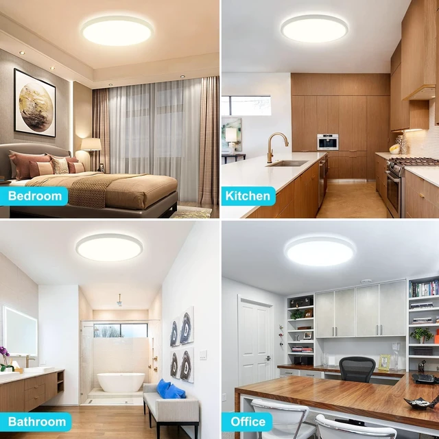 Alt view image 7 of 7 - 6 Pack 13 Inch LED Flush Mount Ceiling Light, 3200LM 28W Ultra-Slim LED Ceiling Lights, 3000K/4500K/6000K Selectable Light Fixture for Bedroom, Kitchen, Bathroom, Hallway - White