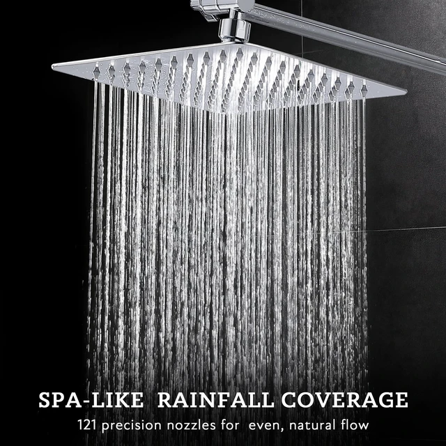 Alt view image 2 of 7 - All Metal 10" Dual Square Shower Head Combo | Rain Shower Head | Handheld Shower Wand | Adjustable | Smooth 3-Way Diverter | 71" Extra Long Hose - A Bathroom Upgrade (Chrome)
