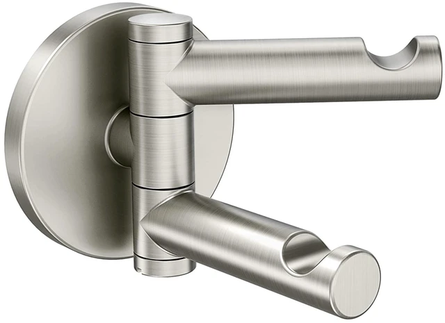 Main image of YB0402BN Align Modern Double Swivel Robe Hook, Brushed Nickel