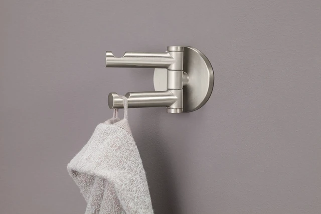 Alt view image 2 of 4 - YB0402BN Align Modern Double Swivel Robe Hook, Brushed Nickel
