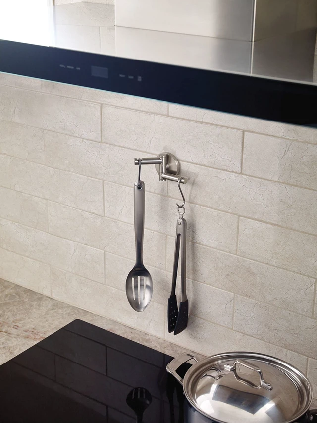 Alt view image 4 of 4 - YB0402BN Align Modern Double Swivel Robe Hook, Brushed Nickel