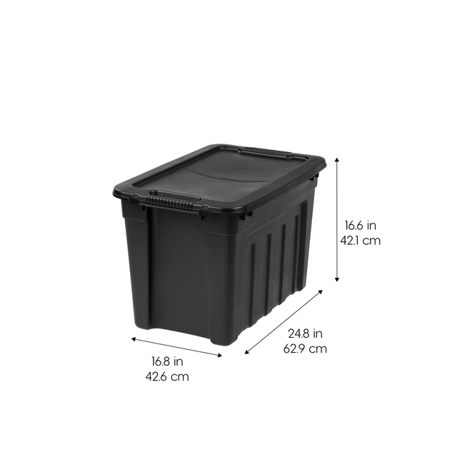 Alt view image 2 of 2 - 4-Pack 20 Gal Heavy Duty Storage Totes with Lids, Black | Heavy-duty design with easy-grip handles for comfortable carrying, Great for tools, garage organization, camping gear