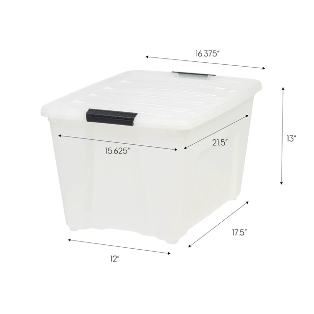 Alt view image 2 of 7 - 6-Pack 54 Quart Storage Bins with Lids, Pearl | Conceals stored items for a clean look, Nestable design saves space between uses