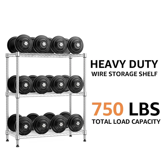 Alt view image 7 of 7 - 750 lbs 3 Tier Storage Rack Metal Wire Shelving Unit, Storage Standing Shelf Organizer for Laundry Bathroom Kitchen Pantry Closet Garage Basement Utility Room, Chrome 13.8" D x 29.5" W x 35.5" H