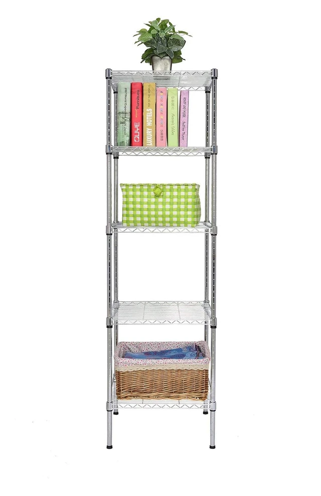 Alt view image 5 of 6 - Heavy Duty 5 Tier Wire Shelving Unit, 18x18x59-inches 5 Shelves Storage Rack, Metal Shelving with Thicken Steel Tube, NSF Certified, Chrome