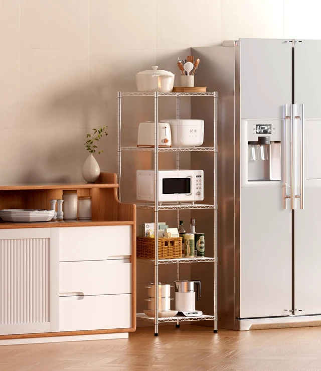 Alt view image 4 of 6 - Heavy Duty 5 Tier Wire Shelving Unit, 18x18x59-inches 5 Shelves Storage Rack, Metal Shelving with Thicken Steel Tube, NSF Certified, Chrome