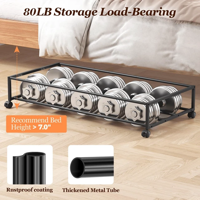 Alt view image 3 of 7 - 85 L Under Bed Storage with Wheels, 2 Pack Extra Large Under Bed Storage Containers with Metal Frame & Clear Lid, Rolling Underbed Organizer Bins Drawers for Clothes, Shoes, Blankets, Hemp Grey