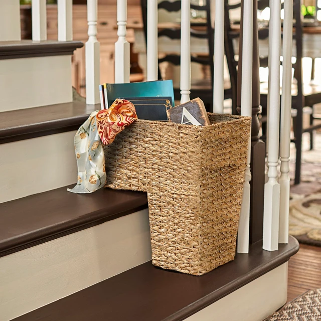 Alt view image 7 of 7 - Woven Bankuan Rope Stair Basket with Handles, Natural