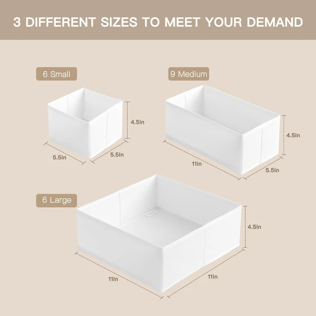 Alt view image 2 of 7 - Drawer Organizer Clothes, 21 Pack Dresser Organizer for Baby Clothes, Underwear, Sock- Foldable Closet Organization and Storage Dividers Bins for Nursery, Bedroom (White)
