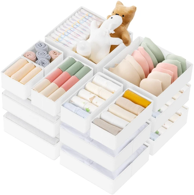 Main image of Drawer Organizer Clothes, 21 Pack Dresser Organizer for Baby Clothes, Underwear, Sock- Foldable Closet Organization and Storage Dividers Bins for Nursery, Bedroom (White)