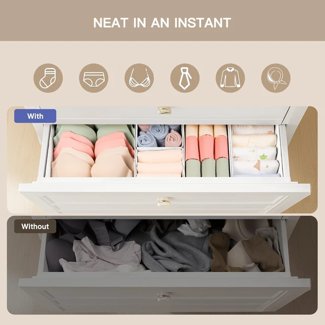Alt view image 3 of 7 - Drawer Organizer Clothes, 21 Pack Dresser Organizer for Baby Clothes, Underwear, Sock- Foldable Closet Organization and Storage Dividers Bins for Nursery, Bedroom (White)