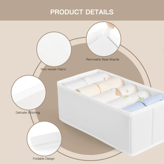 Alt view image 4 of 7 - Drawer Organizer Clothes, 21 Pack Dresser Organizer for Baby Clothes, Underwear, Sock- Foldable Closet Organization and Storage Dividers Bins for Nursery, Bedroom (White)