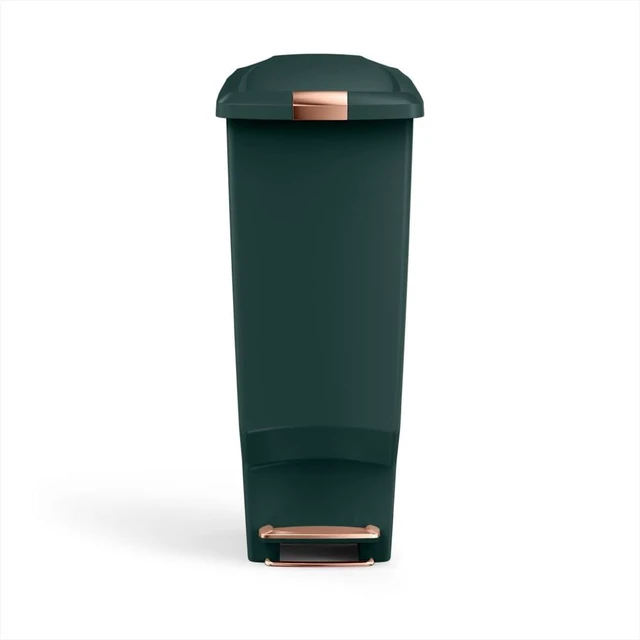 Main image of Slim Step Can, 40L / 10.6 Gallon Space-Efficient Kitchen Trash Can, Studio Edition, Pet-Proof Slide Lock, 150,000-Step Pedal, Wheels, Hunter Green Plastic