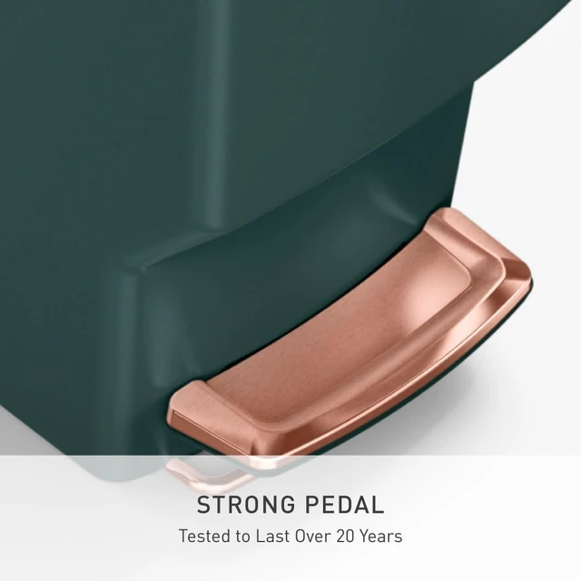 Alt view image 3 of 6 - Slim Step Can, 40L / 10.6 Gallon Space-Efficient Kitchen Trash Can, Studio Edition, Pet-Proof Slide Lock, 150,000-Step Pedal, Wheels, Hunter Green Plastic