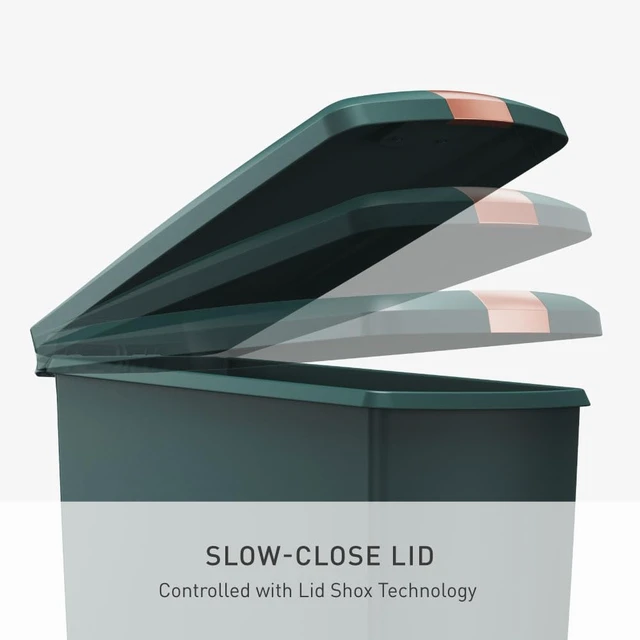 Alt view image 4 of 6 - Slim Step Can, 40L / 10.6 Gallon Space-Efficient Kitchen Trash Can, Studio Edition, Pet-Proof Slide Lock, 150,000-Step Pedal, Wheels, Hunter Green Plastic