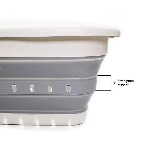 Alt view image 5 of 7 - 41L (10.8 gallon) Set of 2 Collapsible 3 Handled Plastic Laundry Basket-Foldable Pop Up Storage Container/Organizer-Space Saving Hamper/Basket (2, Grey/Dark Grey)