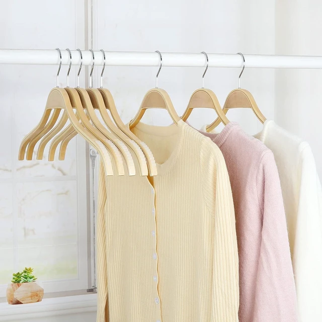 Alt view image 7 of 7 - Slim Natural Wood Hangers with Extra Soft Non-Slip Rubber Grips, 30-Pack High-Grade Fashion Hanger No Shoulder Bump for Sweaters, Hoodies, Jacket, Dress, Coat -CT15N30