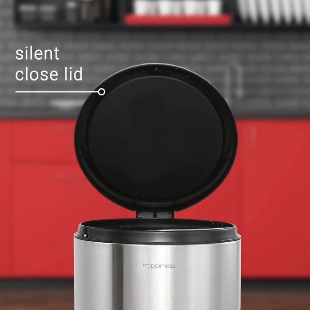 Alt view image 7 of 7 - Molly 2-Piece Round Step Trash Can, Platinum Silver | 8 and 1.3 Gallons, Stainless Steel, Removable Liner, 30 Liters, Fingerprint Resistant, Large 25.2" Height, Small 10.6" Height
