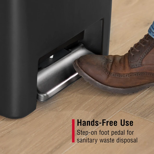 Alt view image 5 of 7 - Step-On Kitchen Trash Can with Lid, 12.4 Gallon, Black, Plastic Garbage Container for Home/Kitchen/Apartment/Garage