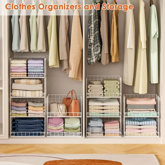 Alt view image 7 of 7 - 8-Tier Stackable Closet Organizers and Storage Shelves, Foldable Closet Shelf Organizer, Stackable Storage Bins Drawers for Closet Organizer System, White(Patent No. 30022416)