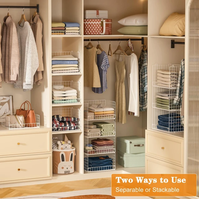 Alt view image 2 of 7 - 7-Tier Stackable Closet Organizers and Storage Shelves, Foldable Closet Shelf Organizer System, Stackable Storage Bins Drawers for Closet Organizer System, WhitePatent No. 30022416