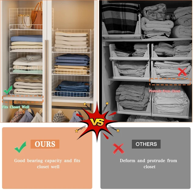 Alt view image 4 of 7 - 7-Tier Stackable Closet Organizers and Storage Shelves, Foldable Closet Shelf Organizer System, Stackable Storage Bins Drawers for Closet Organizer System, WhitePatent No. 30022416