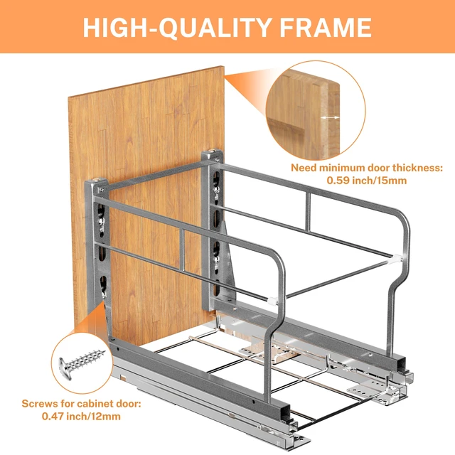 Alt view image 7 of 7 - Double Pull Out Trash Can Cabinet with Soft-Close Slides | Bin Not Included, Smooth Quiet Glide, Garbage Can Pull Out Kit with Door Mounting Hardware, Fits Under Sink Cabinet 17"W