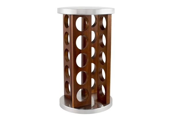 Alt view image 4 of 7 - 20 Jar Rotating Dark Acacia Wood Spice Rack with Spices Included & 5-Year Spice Refill Program Rustic Wood Countertop Spice Rack with Glass Jars
