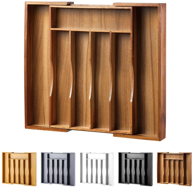 Main image of Expandable Acacia Kitchen Drawer Organizer for Cutlery and Utensils, Adjustable Acacia Wood Cutlery Tray in Drawer for Flatware and Silverware in Kitchen