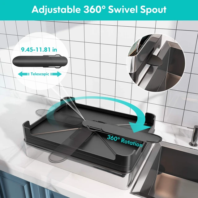 Alt view image 5 of 7 - Large 304 Stainless Steel Dish Drainer Drying Rack with Drainboard | Extra Large Two Tier Space Saving, Rust Proof Metal, Automatic Drainage Dish Drainer for Kitchen Counter, Black