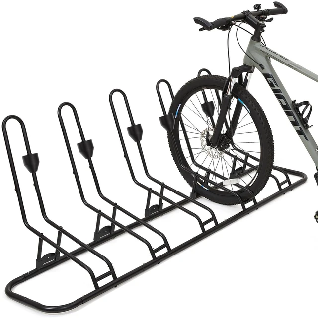 Main image of Floor Bike Rack for 5 Bikes, Safeguard Disc Brakes & Derailleurs Design, Waterproof Bicycle Stand Indoor/Outdoor/Garage Use, Fits 12"-29" Tires, Upgraded 0.63" Steel Tubes for Stability