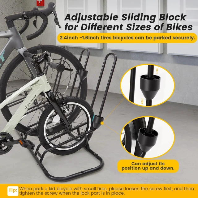 Alt view image 4 of 7 - Floor Bike Rack for 5 Bikes, Safeguard Disc Brakes & Derailleurs Design, Waterproof Bicycle Stand Indoor/Outdoor/Garage Use, Fits 12"-29" Tires, Upgraded 0.63" Steel Tubes for Stability