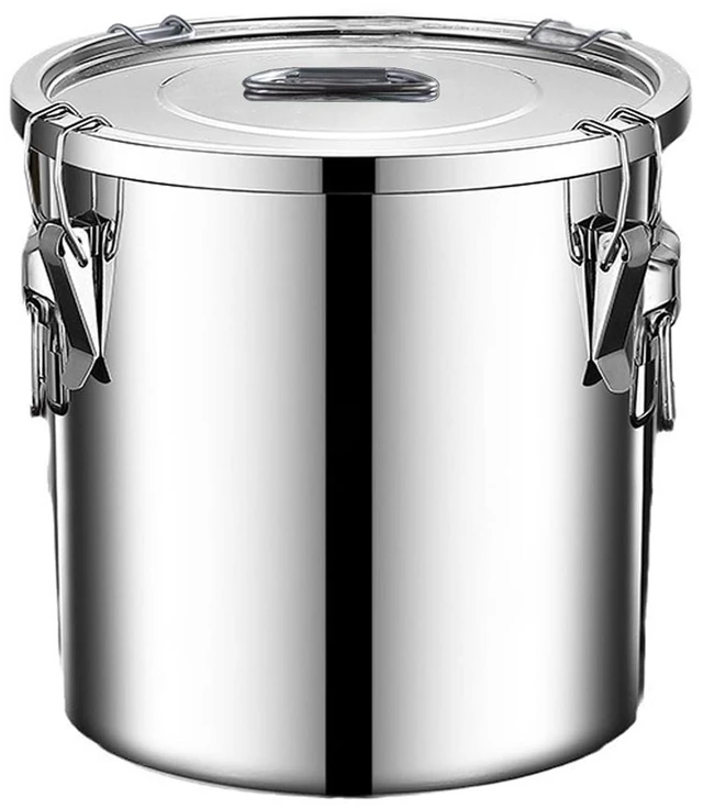 Main image of 304 stainless steel food storage containers with lids lock clips airtight container large airtight for rice flour sugar grain coffee bean storage containers Kitchen jar (3.17gal/12L)