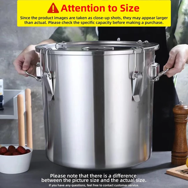Alt view image 2 of 7 - 304 stainless steel food storage containers with lids lock clips airtight container large airtight for rice flour sugar grain coffee bean storage containers Kitchen jar (3.17gal/12L)
