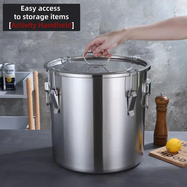Alt view image 4 of 7 - 304 stainless steel food storage containers with lids lock clips airtight container large airtight for rice flour sugar grain coffee bean storage containers Kitchen jar (3.17gal/12L)