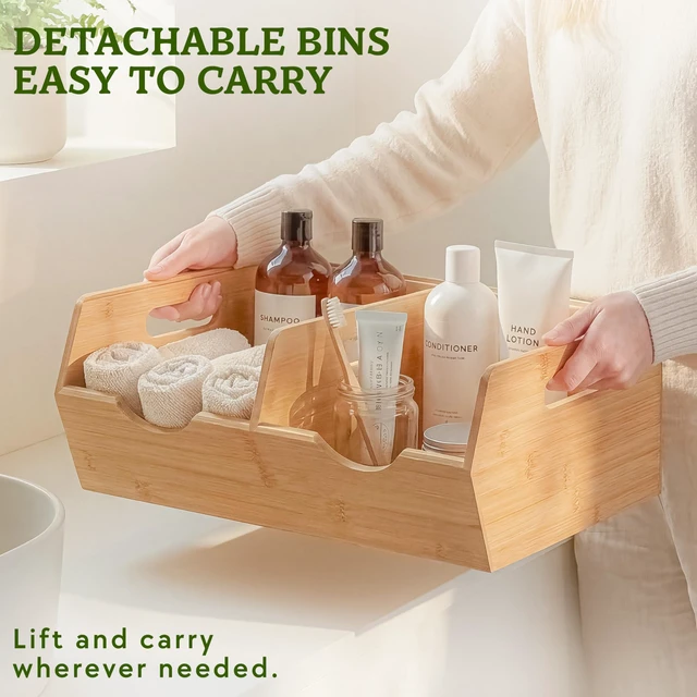 Alt view image 6 of 7 - Extra Large Bamboo Pantry Storage Bins 30% Larger, Stackable Potato Onion Storage Bin, Pantry Organizers and Storage, Produce Vegetable Organizer, Set of 3