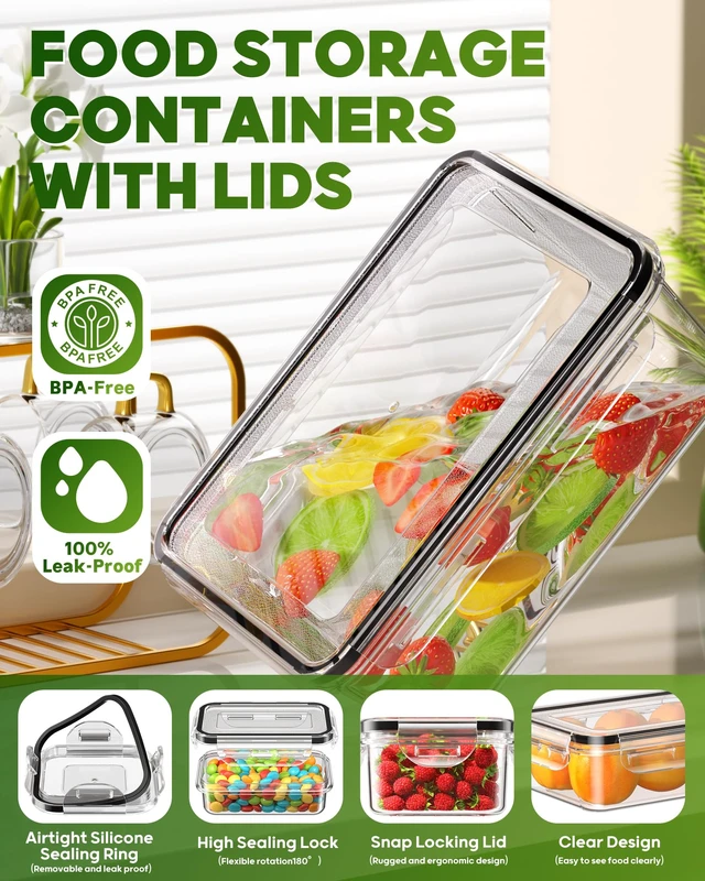 Alt view image 3 of 7 - 70 PCS Food Storage Containers with Lids(35 Containers & 35 Lids), BPA-Free Plastic Food Containers for Kitchen Storage, Leak Proof, Reusable Meal Prep Containers with Labels & Pen
