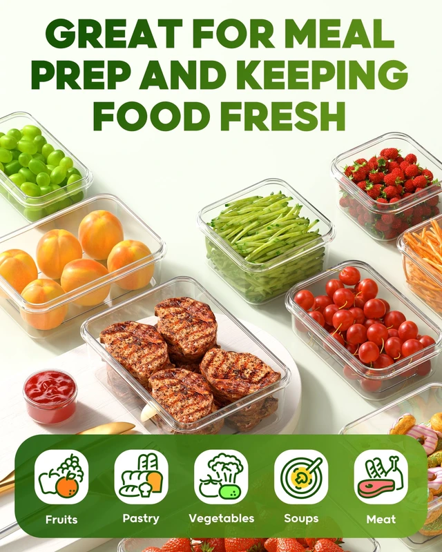 Alt view image 6 of 7 - 70 PCS Food Storage Containers with Lids(35 Containers & 35 Lids), BPA-Free Plastic Food Containers for Kitchen Storage, Leak Proof, Reusable Meal Prep Containers with Labels & Pen