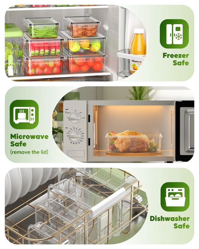Alt view image 4 of 7 - 70 PCS Food Storage Containers with Lids(35 Containers & 35 Lids), BPA-Free Plastic Food Containers for Kitchen Storage, Leak Proof, Reusable Meal Prep Containers with Labels & Pen