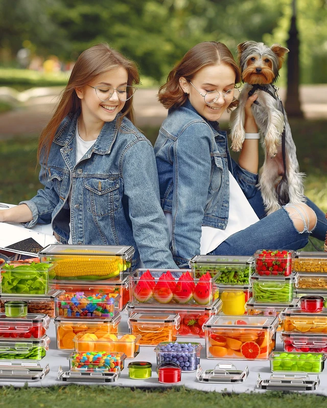 Alt view image 7 of 7 - 70 PCS Food Storage Containers with Lids(35 Containers & 35 Lids), BPA-Free Plastic Food Containers for Kitchen Storage, Leak Proof, Reusable Meal Prep Containers with Labels & Pen