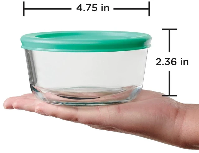 Alt view image 4 of 7 - 2 Cup Glass Storage Containers with Lids, Set of 4 Glass Food Storage Containers with Mint SnugFit Lids