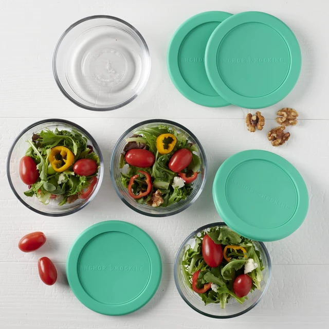 Alt view image 3 of 7 - 2 Cup Glass Storage Containers with Lids, Set of 4 Glass Food Storage Containers with Mint SnugFit Lids
