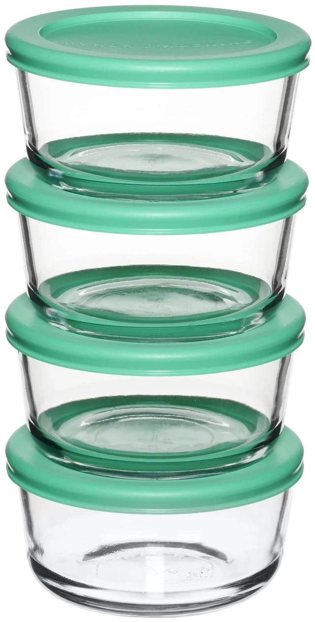 Alt view image 6 of 7 - 2 Cup Glass Storage Containers with Lids, Set of 4 Glass Food Storage Containers with Mint SnugFit Lids