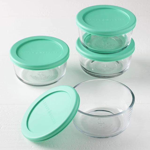 Alt view image 7 of 7 - 2 Cup Glass Storage Containers with Lids, Set of 4 Glass Food Storage Containers with Mint SnugFit Lids