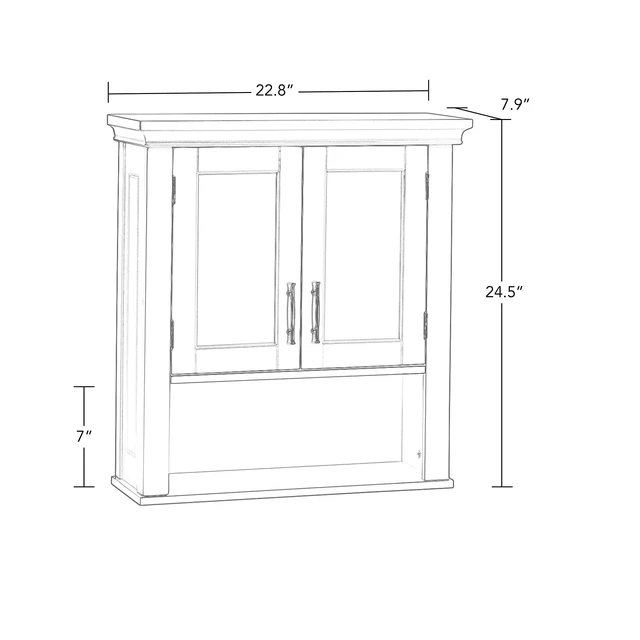 Alt view image 3 of 7 - Somerset Two-Door Bathroom Wall Mount Medicine Cabinet, White | Open Display Shelf, Adjustable Interior Shelf, Two-Tone Handles, Space-Saving, Laundry Storage