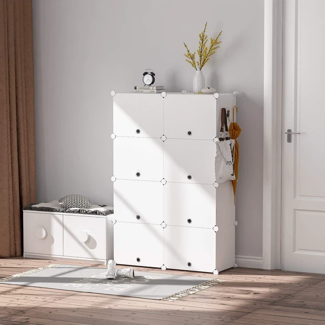 Alt view image 2 of 7 - Shoe Rack Organizer 32 Pair Modular Shoe Storage Cabinet for Closet | PP Plastic, Sturdy Steel Frame, Waterproof, Dustproof, Easy Clean, Shoe Shelves for Closet Garage Hallway Bedroom Entryway