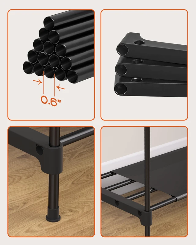 Alt view image 8 of 8 - Clothes Rack, Portable Closet, 80.7 Inch Extra Large Capacity Wardrobe Closet, Clothes Storage Organizer with Shelves and 5 Hanging Rods, Easy to Assembly, Black PCT036B01